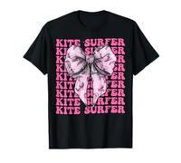 Kite Surfer Kite Surf Kiteboarder Girl Coquette Bow Rosa Maglietta