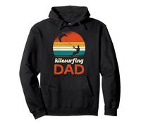 Kitesurf Papà Retro Tramonto Avventura Felpa con Cappuccio