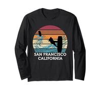 Kitesurf Vintage Tramonto Spiaggia Surf San Francisco Calif Maglia a Manica