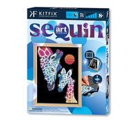 Kitfix - Sequin Art Giraffa e cucciolo con cornice in legno - 27 x 36 cm - Sequin Art Blue Premium - quadretto di paillettes - kit artigianale per ragazzi, adulti e bambini 8+ - 2218