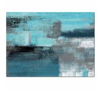 KITHOME Tappeto antiscivolo contemporaneo turchese e grigio arte astratta pittura verde acqua tappeti stampati carnevale retro in gomma tappetini per soggiorno rettangolare tappeto 1,2 x 1,8 m,