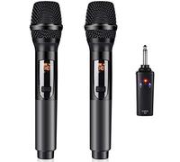 KITHOUSE Microfono wireless, K380S Dual Cordless Metal Dynamic Mic System con ricevitore ricaricabile, per karaoke, matrimoni, feste, discorsi, chiesa, riunioni