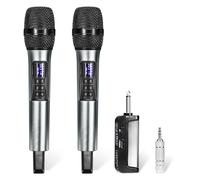 Kithouse Microfono wireless per karaoke con ricevitore Bluetooth ricaricabile, microfono dinamico senza fili professionale, portata UHF 600 m, uscita 6,5 mm/3,5 mm, per cantare e parlare al karaoke