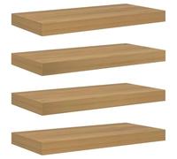 kithwjll Scaffale da parete marrone, 4 pezzi, in legno, 50 x 23 x 4 cm, montaggio a parete, per soggiorno, cucina, camera da letto, multiuso, mensola sospesa per stoccaggio a parete