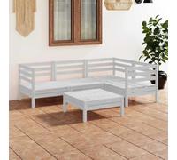 kithwjll Set di 5 mobili da giardino in legno massello di pino bianco, per terrazza, balcone e giardino, con seduta modulare e tavolino per rilassarsi e stare in compagnia