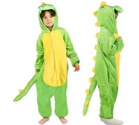 Kitimi Costume Dinosauro Bambini- Dinosauro Costume da Pigiama Animali Tuta Onesie-Peloso Tutina Unisex Dino Costumi di Carnevale con Cappuccio Abbigliamento per Bambini Cosplay Halloween Party Natale