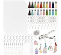 Kitimi Set di 251 pellicole termoretraibili per bambini, set di plastica termoretraibile per fai da te, contiene carta termoretraibile, perforatrice, portachiavi e diversi accessori