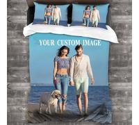 Kitlay Set copripiumino personalizzato, personalizzato con foto/testo, set di biancheria da letto unico, per ragazzi e ragazze, coppie, anniversari (210 x 210 cm)