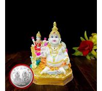 Kitlyn Laxmi Kuber, moneta Laxmi-Ganesh ricchezza per il successo, denaro e aumento della finanza, idolo religioso e statuetta (poliresina, multicolore + argento) pezzo decorativo - 10 cm