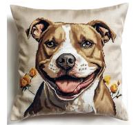 kitphoenix Cuscino da Ricamare Punto Croce Cane Kit Punto Croce da Ricamare 40x40cm Cuscino Ricamato a Mano con Punto Croce Set Fai da te per Adulti Principianti per Arredamento Casa