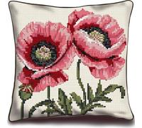 kitphoenix Cuscino da Ricamare Punto Croce Fiore Kit Punto Croce da Ricamare 40x40cm Cuscino Ricamato a Mano con Punto Croce Set Fai da te per Adulti Principianti per Arredamento Casa