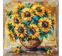 kitphoenix Cuscino da Ricamare Punto Croce Girasole Kit Punto Croce da Ricamare 40x40cm Cuscino Ricamato a Mano con Punto Croce Set Fai da te per Adulti Principianti per Arredamento Casa