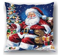 kitphoenix Cuscino da Ricamare Punto Croce Natale Kit Punto Croce da Ricamare 40x40cm Cuscino Ricamato a Mano con Punto Croce Set Fai da te per Adulti Principianti per Arredamento Casa
