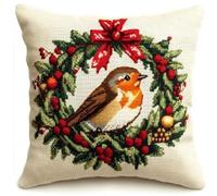 kitphoenix Cuscino da Ricamare Punto Croce Natale Kit Punto Croce da Ricamare 40x40cm Cuscino Ricamato a Mano con Punto Croce Set Fai da te per Adulti Principianti per Arredamento Casa
