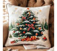 kitphoenix Cuscino per Punto Croce Natale Kit da Ricamare 45x45cm Prestampato Set Fai da Te con Ago e Filo da Ricamo