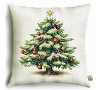 kitphoenix Cuscino per Punto Croce Natale Punto Croce Kit da Ricamare Cuscini 40x40cm Cuscino Ricamato a Mano con Punto Croce Set Fai da te per Adulti Principianti per Arredamento Casa