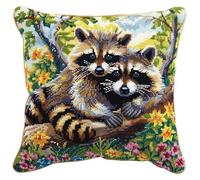 kitphoenix Cuscino per Punto Croce Procione Punto Croce Kit da Ricamare Cuscini 40x40cm Cuscino Ricamato a Mano con Punto Croce Set Fai da te per Adulti Principianti per Arredamento Casa