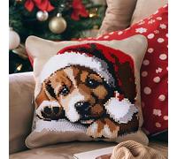 kitphoenix Cuscino Punto Croce da Ricamare Natale Punto Croce Kit da Ricamare 40x40cm Cuscino Ricamato a Mano con Punto Croce Set Fai da te per Adulti Principianti per Arredamento Casa