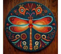 kitphoenix Diy Cuscino Tappeto Autoannodato Libellula Set Di Tappeto Con Chiusura A Scatto Per Te Set Di Ganci Di Chiusura Adulti Principianti,Accessorio Per La Casa 50× 50Cm