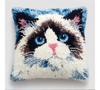 kitphoenix Kit Fai Da Te Per Cuscini 3D, Simpatico Gatto Ragdoll Kit Per Ricamo A Punto Croce 43X43Cm, Federa Per Cuscino Da Divano Con Gancio Per Chiusura A Scatto, Adatto Per Bambini E Adulti,