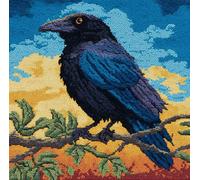 kitphoenix Kit Gancio Di Chiusura Tappeto Corvo In Piedi Su Un Ramo Diy Appeto Per Uncinetto Latch Hook Rug Kit Eegalo Creativo Per La Casa E Il Divano 43 Cm × 43 Cm