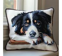 kitphoenix Kit Punto Croce per Cuscino Cane Punto Croce Kit da Ricamare Principianti 40x40cm Cuscino Ricamato a Mano con Punto Croce Set Fai da te per Adulti Principianti per Arredamento Casa