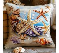 kitphoenix Kit Punto Croce per Cuscino Conchiglia Punto Croce Kit da Ricamare Principianti 40x40cm Cuscino Ricamato a Mano con Punto Croce Set Fai da te per Adulti Principianti per Arredamento Casa