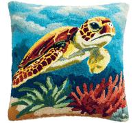 kitphoenix Set Cuscini Con Bloccaggio A Scatto Tartaruga Marina Kit Per Ricamare Cuscini Kit Per Fabbricare Cuscino A Punto Croce Per Bambini Adulti Principianti,Accessorio Per La Casa,43Cm×43Cm