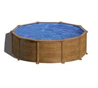 Piscina rotonda con pareti in lamiera zincata laccata con trattamento anticorrosione simil legno Pacific Gre