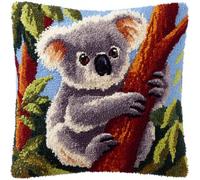 Kitquiver Animale Diy Craft Latch Hook Rug Kits Koala Di Cartone Animato Kit Per Realizzare Federe A Punto Croce,Kits Fai Da Te Per Tappeti Con Uncinetto 17x17In