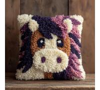 Kitquiver Diy Kit Cuscino Con Gancio Di Chiusura,Pony Latch Hook Kit Cuscino Fai Da Te Fatto A Mano All'Uncinetto Ricamo,43X43Cm