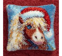 Kitquiver Kit Cuscino Con Gancio Di Chiusura,Pony Latch Hook Kit Cuscino Fai Da Te Fatto A Mano All'Uncinetto Ricamo,43X43Cm