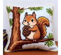 Kitquiver Kit Gancio Di Chiusura Tappeto Scoiattolo Sull'Albero Diy Appeto Per Uncinetto Latch Hook Rug Kit Eegalo Creativo Per La Casa E Il Divano 43 Cm × 43 Cm