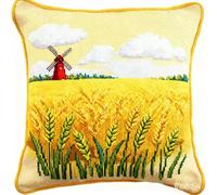 Kitquiver Kit Gancio Di Tappeto Diy Appeto Per Uncinetto, Campo Di Grano Kit Di Federe Per Cuscino Con Gnomo E Gancio Fai Da Te,Kit Per Ricamo A Punto Croce,Christmas Latch Hook Pillow Kits 43X43Cm