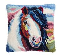 Kitquiver Kit Gancio Di Tappeto Pony Diy Tappeto Per Uncinetto,Kit Di Federe Per Cuscino Con E Gancio Fai Da Te,Kit Per Ricamo A Punto Croce,Latch Hook 43X43Cm