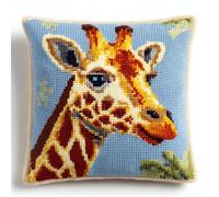 Kitquiver Kit Tappeto A Gancio Diy Giraffa Animale Dei Cartoni Animati Kit Punto Croce Cuscino Anteriore Tapiz Spesso Kits Ricamo Fai Da Te Per Arredamento Casa 43x43cm