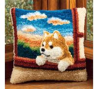 Kitquiver Latch Hook Cushion Set Cani Da Compagnia Animali Copricuscino Arazzo Fai Da Te,Kits Per Cuscino A Punto Croce Per Arredamento Casa,Kit Per Ricamo Per Principianti 17x17In