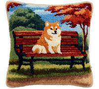 Kitquiver Latch Hook Pillow Kit Cani Da Compagnia Animali Copricuscino Arazzo Fai Da Te,Kits Per Cuscino A Punto Croce Per Arredamento Casa,Kit Per Ricamo Per Principianti 17x17In