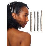 Kitsch Accessori per capelli da donna, eleganti e decorativi, fermagli per capelli extra lunghi e scintillanti, per eventi o look quotidiano, set da 4, oro e argento, regalo di San Valentino