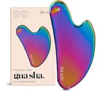 Kitsch Attrezzi per il viso Gua Sha in acciaio inossidabile, massaggiatore per drenaggio linfatico per viso e mento, snellente mascella, riduttore del doppio mento, strumento Gua Sha per la tensione