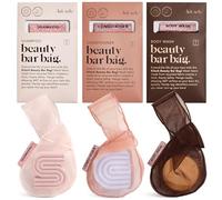 Kitsch Borsa salva sapone da bar, in rete riciclata, per bagnoschiuma, balsamo e shampoo, porta sapone brevettato ecologico, set da 3 pezzi, fard, terracotta e cioccolato