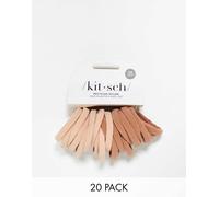 Kitsch - Confezione da 20 elastici per capelli color cipria in nylon-Rosa No Size