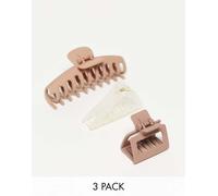 Kitsch - Confezione da 3 fermagli per capelli assortiti oversize-Brown No Size