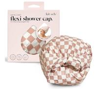 Kitsch Cuffia da doccia di lusso da donna, riutilizzabile, impermeabile, con fodera in raso flessibile, grande, antiscivolo, ad asciugatura rapida, regolabile, elegante cuffia per capelli lunghi e