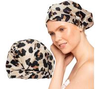 Kitsch Cuffia Doccia Lusso Donna Impermeabile e Riutilizzabile - Cuffia Doccia Grande Antiscivolo Asciugatura Rapida per Capelli Lunghi e Corti, Donna e Uomo - Design Comodo ed Elegante - Leopard