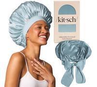 Kitsch Cuffia in raso XL per dormire, più morbida della seta, da donna, vestibilità sicura, cuffia da notte regolabile per capelli ricci e testurizzati, previene rotture, grovigli e diradamenti, blu