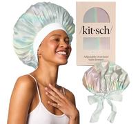 Kitsch Cuffia in raso XL per dormire, più morbida della seta, da donna, vestibilità sicura, cuffia da notte regolabile per capelli ricci e testurizzati, previene rotture, grovigli e diradamento, Aura