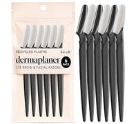 Kitsch Dermaplane Rasoio per il viso da donna, per donne e uomini, rasoio per sopracciglia, rasoio, dermaplaning in plastica riciclata e strumento per la cura della pelle, nero, 6 pezzi