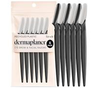 Kitsch Dermaplane Rasoio per il viso da donna, per donne e uomini, rasoio per sopracciglia, rasoio, dermaplaning in plastica riciclata e strumento per la cura della pelle, nero, 6 pezzi