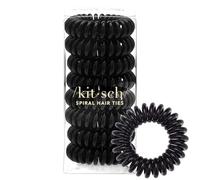 Kitsch Elastici a Spirale per Donne - Elastici Capelli Neri Senza Pieghe né Segni, No Damage | Bobine Tipo Cavo Telefonico in Plastica Flessibile e Resistente | Uso Quotidiano - 8 pz Nero